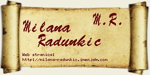 Milana Radunkić vizit kartica